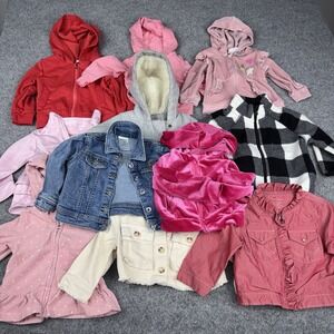 Baby Girls Jackets Coats 12 Months Lot Of 11 Winter Full Zip Mixed Hooded Fleece